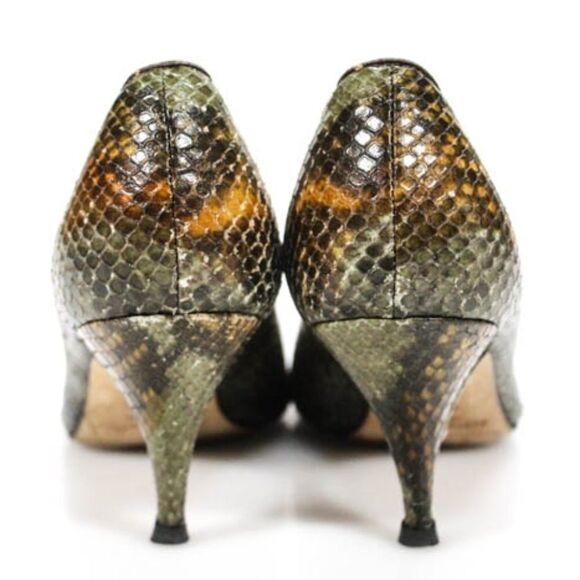 Bettye Muller Green Leather Snake Pumps 36 - Picture 4 of 6